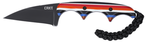 CRKT 2385G Minimalist 1.98" Fixed Wharncliffe Plain Black Stonewashed D2 Steel Blade, Red/White/Blue G10 Handle