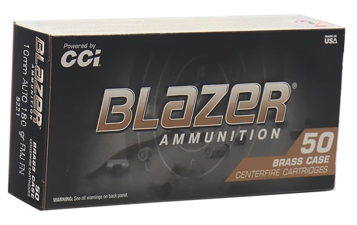 CCI 5221 Blazer Brass Handgun 10mmAuto 180gr Full Metal Jacket 50 Per Box/20 Case
