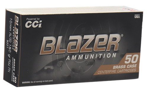 CCI 5221 Blazer Brass Handgun 10mmAuto 180gr Full Metal Jacket 50 Per Box/20 Case