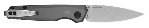 Kershaw 7551 Launch 18 Automatic 2.79" Folding Spear Point Plain Stonewashed CPM 154 SS Blade, Gray Anodized w/Black Oxide Hardware Aluminum Handle, Includes Pocket Clip