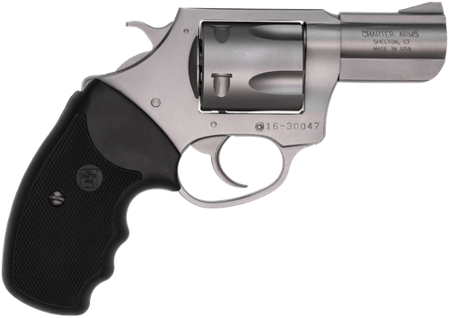 Charter Arms 74020 Pitbull  Large 40 S&W 5 Shot 2.30" Matte Stainless Steel Barrel, Cylinder & Frame w/Black Finger Grooved Rubber Grip