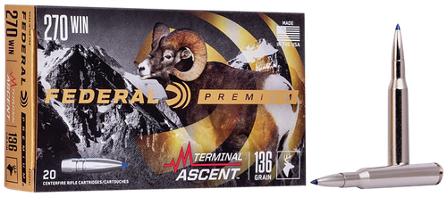 Federal P270TA1 Premium Terminal Ascent 270Win 136gr 20 Per Box/10 Case