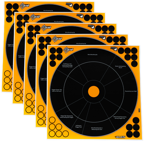 EZ-Aim 15248 Splash Reactive  Self-Adhesive Paper Black/Orange 12" Bullseye 5 Pack