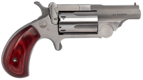 North American Arms 22MCR Ranger II Conversion 22 LR/22 WMR 5 Shot 1.63" Stainless Steel Barrel, Satin Stainless Steel Frame, Stainless Cylinder, Rosewood Birdshead Grip, Exposed Hammer