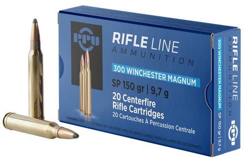 PPU PP3001 Standard Rifle  300WinMag 150gr Soft Point 20 Per Box/10 Case
