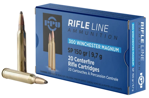 PPU PP3001 Standard Rifle  300WinMag 150gr Soft Point 20 Per Box/10 Case