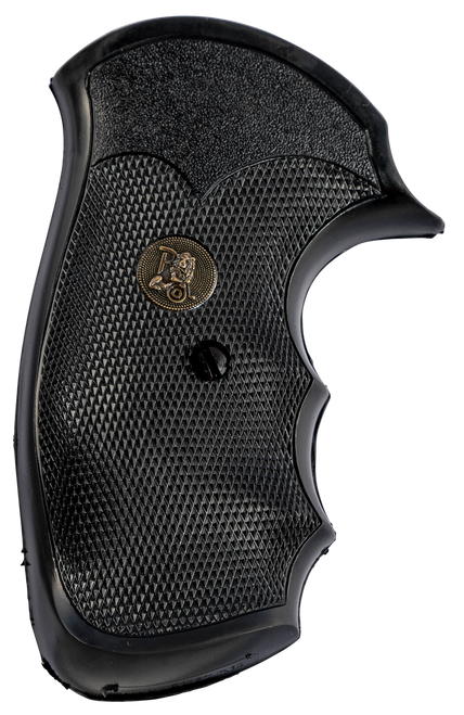 Pachmayr 03249 Gripper Grip Checkered Black Rubber with Finger Grooves for S&W J Frame with Round Butt
