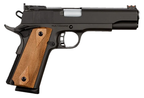 Rock Island 51434 Pro Ultra Match *CA Compliant 45 ACP Caliber with 5" Barrel, 8+1 Capacity, Overall Black Parkerized Finish Steel, Beavertail Frame, Serrated Slide & Checkered Wood Grip