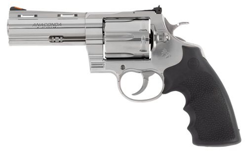 Colt Mfg ANACONDASP4RTS45C Anaconda  45 Colt (Long Colt) 6rd Shot 4.25" Stainless Vent Rib Barrel, Cylinder & Frame, Black Grip