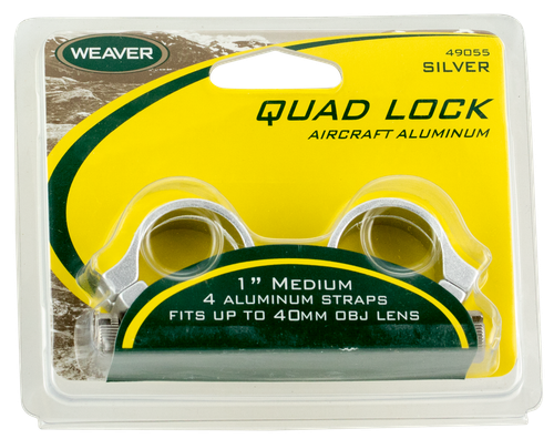 Weaver Mounts 49055 Quad Lock Detachable Rings  Silver 1" Medium