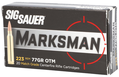Sig Sauer E223M120 Marksman  223 Rem 77 gr Open Tip Match 20 Per Box/ 25 Case