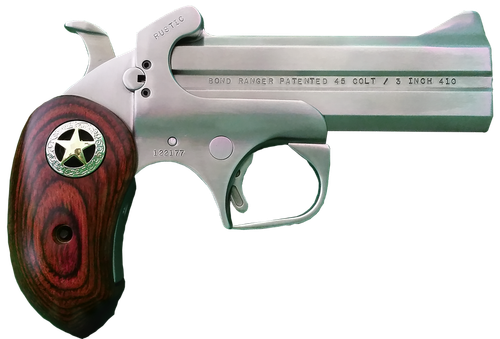 Bond Arms BARR Rustic Ranger  45 Colt (LC) 410 Gauge 2rd Shot 4.25" Matte Stainless Stainless Stainless Steel Frame Rosewood w/Integrated Star Grips