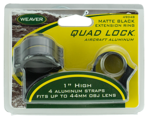Weaver Mounts 49048 Quad Lock Detachable Rings  Matte Black 1" High Extended