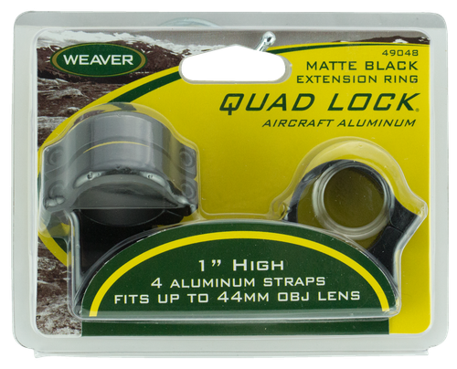 Weaver Mounts 49048 Quad Lock Detachable Rings  Matte Black 1" High Extended