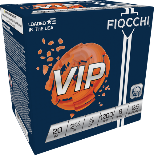 Fiocchi 20VIP8 Exacta Target VIP 20Gauge 2.75" 7/8oz 8Shot 25 Per Box/10 Case