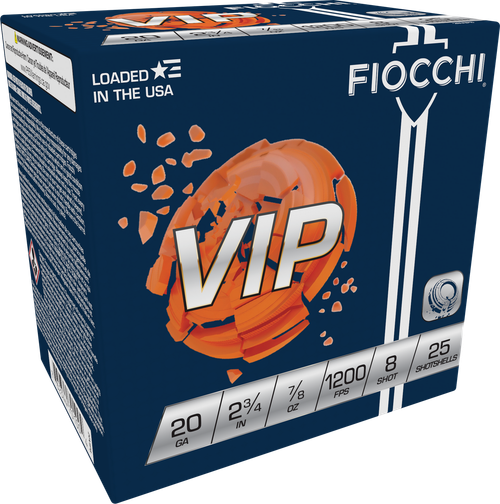 Fiocchi 20VIP8 Exacta Target VIP 20Gauge 2.75" 7/8oz 8Shot 25 Per Box/10 Case