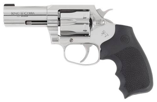 Colt Mfg KCOBRASB3RBB King Cobra  357 Mag 6rd Shot 3" Stainless Steel Barrel, Cylinder & Frame, Black Hogue Overmolded Grip, Exposed Hammer