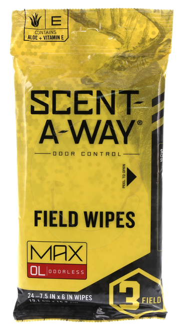 Scent-A-Way 07795 Max Field Wipes Odor Eliminator Odorless Scent Pkg of 24