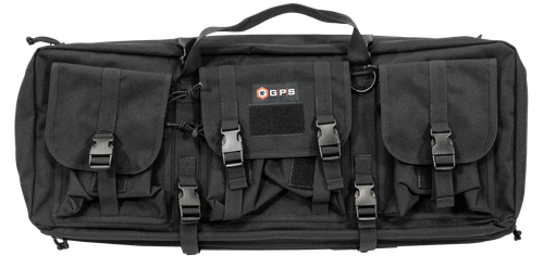 GPS Bags DRC28 Double Rifle Case Black 600D Polyester w/ 2 Padded Pistol Sleeves MOLLE Webbing & Lockable Zippers