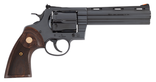 Colt Mfg ANACONDABP6WTS Anaconda  Large 44 Mag 6 Shot 6" Blued Vent Rib Barrel, Cylinder, Drilled & Tapped Steel Frame, Hogue Finger Grooved Grip, Exposed Hammer