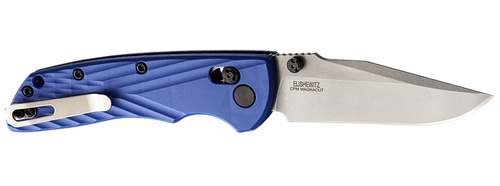 Hogue 24373 Deka  3.25" Folding Clip Point Plain Stone Tumbled CPM MagnaCut Steel Blade, Blue Textured GRN Handle