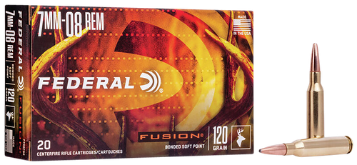 Federal F708FS2 Fusion  7mm-08Rem 120gr Bonded Soft Point 20 Per Box/10 Case