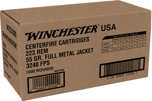 Winchester Ammo W2231000 USA  223Rem 55gr Full Metal Jacket 1000rds *Sold by Case