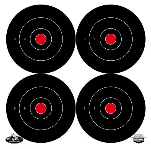 Birchwood Casey 35504 Dirty Bird  5.50" Bullseye Tagboard Hanging Black/White 12 PK