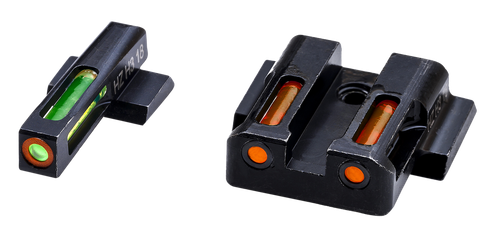 HiViz MPSN621 LiteWave H3 Sight Set for S&W Shield Green Tritium Orange Outline Front Sight-Orange Fiber Optic Rear Sight