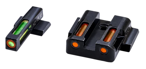 HiViz MPSN621 LiteWave H3 Sight Set for S&W Shield Green Tritium Orange Outline Front Sight-Orange Fiber Optic Rear Sight