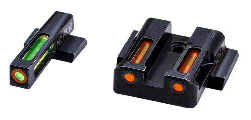 HiViz MPSN621 LiteWave H3 Sight Set for S&W Shield Green Tritium Orange Outline Front Sight-Orange Fiber Optic Rear Sight