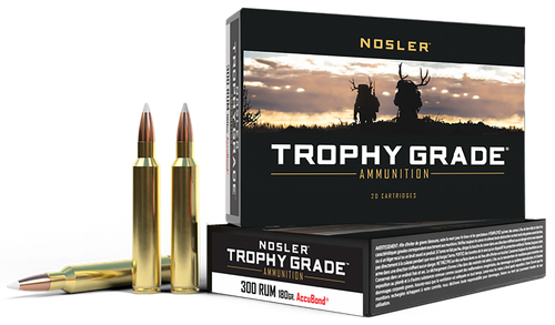 Nosler 60065 Trophy Grade  300RUM 180gr Nosler AccuBond 20 Per Box/10 Case