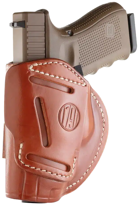 1791 Gunleather 4WH5CBRR 4-Way  IWB/OWB 05 Classic Brown Leather Belt Clip Fits S&W M&P/Springfield XD/Glock 17/HK VP9