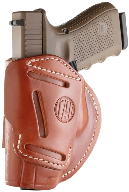 1791 Gunleather 4WH5CBRR 4-Way  IWB/OWB 05 Classic Brown Leather Belt Clip Fits S&W M&P/Springfield XD/Glock 17/HK VP9