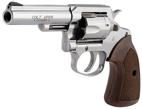 Colt Mfg VIPERSP4WRR Viper  357 Mag/38 Special 6rd 4.25" 1/2 Lug Stainless Steel Barrel, Stainless Steel Cylinder & Frame, American Walnut Grip, Exposed Hammer