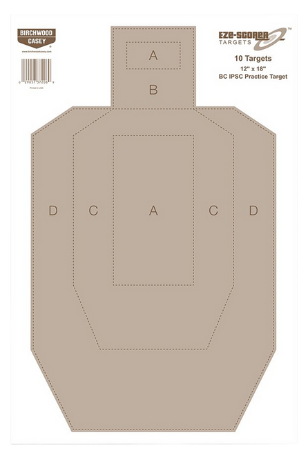 Birchwood Casey 37018 EZE-Scorer  IPSC Paper Hanging Universal 12" x 18" Tan 100 Per Pkg