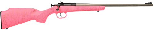 Crickett KSA2441 Gen2  Youth 22 LR 1rd 16.13" Stainless Single Shot Barrel, Stainless Steel Receiver, Pink w/Gold Webbing Fixed Synthetic Stock