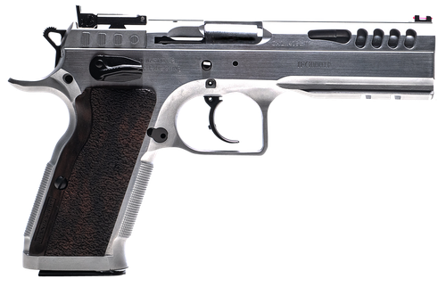Tanfoglio IFG TFSTOCKM9 Defiant Stock Master 9mm Luger 17+1 4.75" Hard Chrome Steel/ Wood Grip