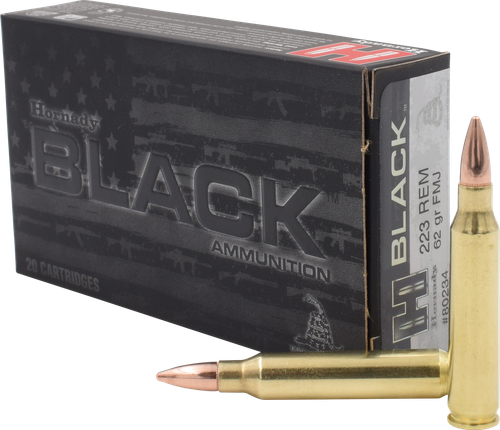 Hornady 80234 Black  223Rem 62gr Full Metal Jacket 20 Per Box/10 Case