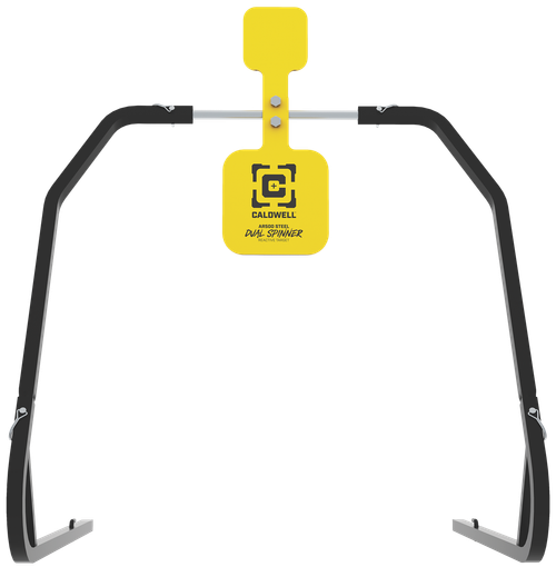 Caldwell 1196226 Daul Spinner  Yellow AR500 Steel 3/8" Thick Standing Target Includes 5" & 8" Plates