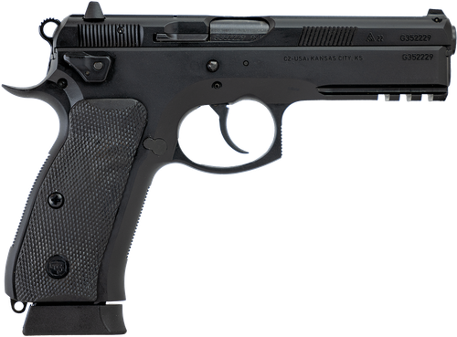 CZ-USA 89353 CZ 75 SP-01 Tactical 9mm Luger 19+1 4.60" Black Nitride Steel Barrel, Black Serrated Steel Slide, Black Polycoat Steel Frame w/Beavertail & Picatinny Rail, Black Polymer Grip
