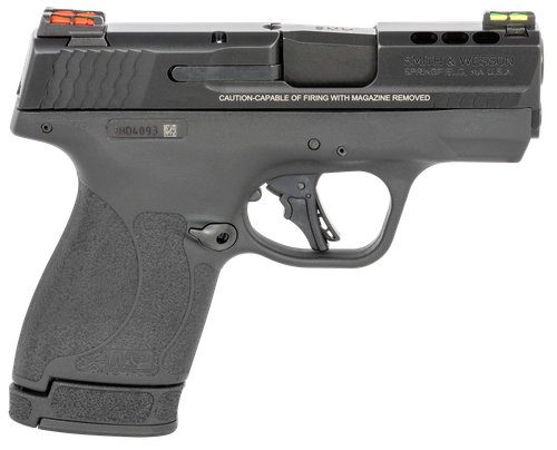 Smith & Wesson 13254 M&P Performance Center Shield Plus 9mm Luger 3.10" Ported Barrel 10+1 Or 13+1, Black Polymer Frame, Ported Armornite Slide, Fiber Optics Sights, Manual Safety