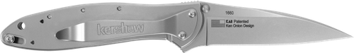 Kershaw 1660 Leek  3" Folding Drop Point Plain Bead Blasted 14C28N Steel Blade, Bead Blasted 410 Stainless Steel Handle Includes Pocket Clip