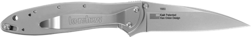 Kershaw 1660 Leek  3" Folding Drop Point Plain Bead Blasted 14C28N Steel Blade, Bead Blasted 410 Stainless Steel Handle Includes Pocket Clip