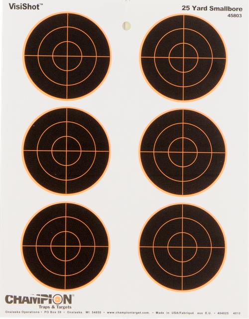 Champion Targets 45803 VisiShot  Bullseye Paper Hanging 25 yds Small Bore Rifle 8.50" x 11" Black/White 10 Pack