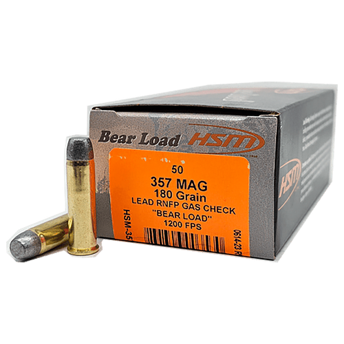 HSM 35718N Bear Load  357 Mag 180 gr Lead Round Nose Flat Point 50 Per Box/10 Case