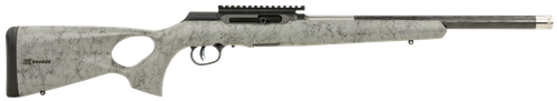 Savage Arms 47253 A Series TimberLite 22LR 10+1 18" Black Threaded Carbon Fiber/SS Barrel, Black Picatinny Rail Steel Receiver, Gray w/Black Webbing Synthetic Fixed Thumbhole Stock