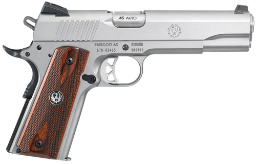 Ruger 6700 SR1911  Full Size 45 ACP 7+1/8+1 5" Low-Glare Stainless Steel Barrel, Serrated Stainless Steel Slide & Frame w/Beavertail, Hardwood Grip, Right Hand