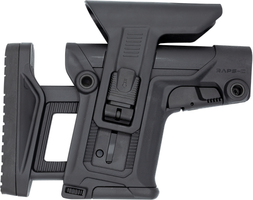 FAB Defense FXRAPSCB RAPS Rapid Adjustment Precision Stock-Collapsible Fits Mil-Spec/Commercial Buffer Tubes Integrated Cheek-Rest & Adjustable LOP Ambidextrous 1Latch System Black Polymer