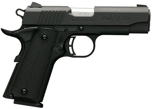 Browning 051905492 1911 Black Label 380 ACP 8+1 3.63" Stainless Target Crown Steel Barrel, Matte Black Serrated Stainless Steel Slide, Matte Black Polymer Frame, Black Polymer Grip, Right Hand